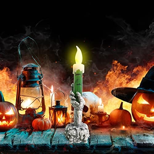 1 peças Halloween Velulador leve esqueleto de mão vela luz vela vela lâmpada de esqueleto decorativo para decoração de decoração de bar de festas de halloween decoração de primeira festa