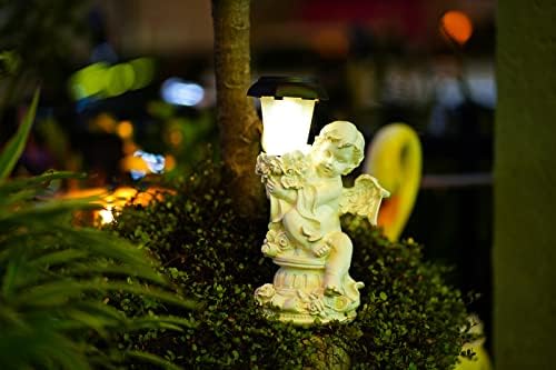Estátua do anjo de Hongruiart com lâmpada solar decoração de lâmpada anjo estátuas de luz solar para