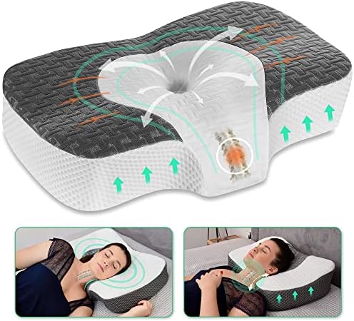 Travesseiro de pescoço de espuma de memória cervical Elviros para dormir lateral, travesseiro de almofada