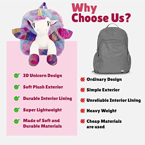 Snug Vibes Toddler Backpack-Mochila Unicorn For Girls 4-6 anos-Mochila de pelúcia-Unicorn Bookbag