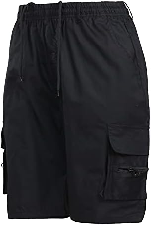Calça de sarja masculina calça ao ar livre zíper bolso de bolso de carga casual shorts de cordão de tração