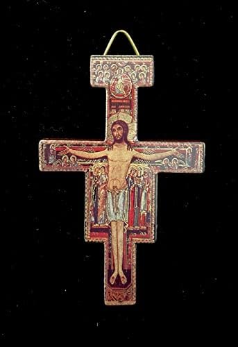 Desiderata Galeria San Damiano Crucifix Cruzado importado de Assis, Itália Inclui 5x7 Cartão e Rosário de Madeira