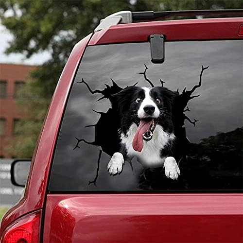 Wmlzhen 3d Dog Decal Decoration adesivo de decoração de carro para a janela do carro border collie crack vinil cão
