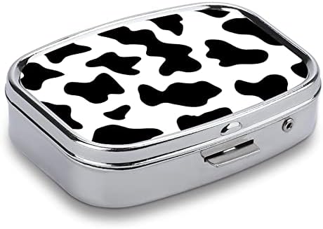Caixa de comprimidos vaca estampa de vaca em forma de moldura quadrada caixa de comprimidos portátil Pillbox Vitamina Organizador Organizador de comprimidos com 3 compartimentos