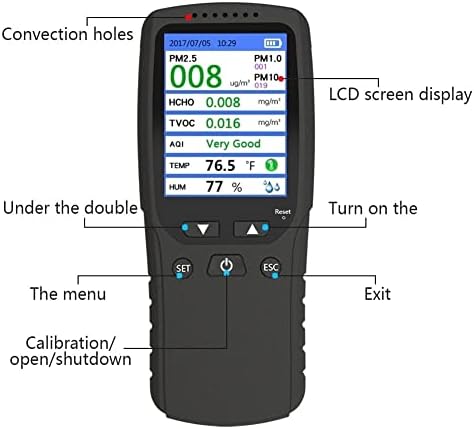 Termômetro Chysp 9 em 1 Analisador de Gás de Monitor de Qualidade do Ar PM2.5 PM1.0 PM10 HCHO TVOC Detector