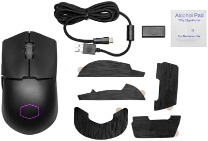 Cooler Master MM712 Mouse de jogos sem fio preto com 19.000 dpi, 2,4 GHz e Bluetooth, cabo ultrweeve, pés PTFE,