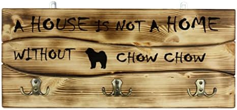 Chow Chow, um peg de parede de madeira, cabide com a foto de um cachorro
