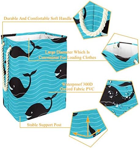 Djrow Sea Whale Cartoon Laundry Horting Bucket para Kids Room Organizador de Berçário Home Armazenamento