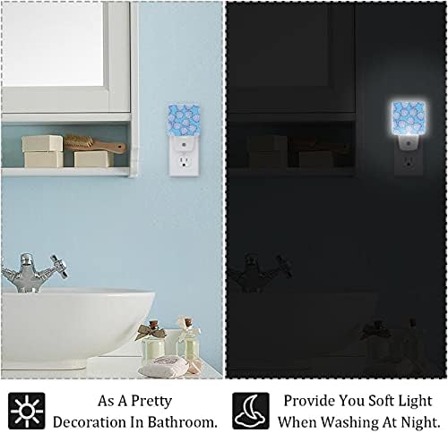 Padrão de casca marítima Azul fundo LED Night Light, Kids Nightlights for Bedroom Plug in Wall Night Lamp Brilho ajustável para escadas do quarto Decoração do quarto do bebê corredor