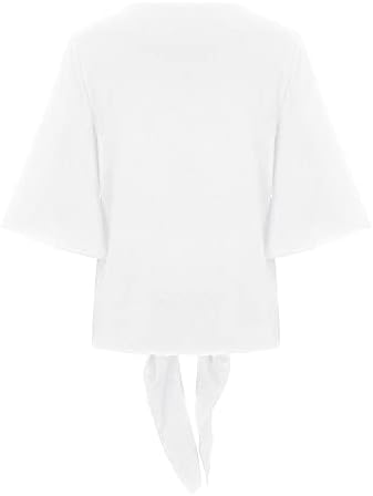 Qtthzzz feminina gráfica camisetas, camisetas de grande porte da camiseta feminina manga de campainha Modern Sollirt Soll Camisetas V pescoço solto