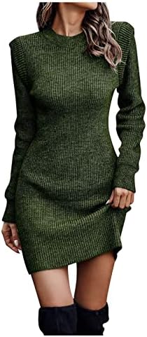 Vestido de suéter Firero, vestido de faculdade Ladies Empire Waist Autumn Casual Manga Longa Sweater Sweater