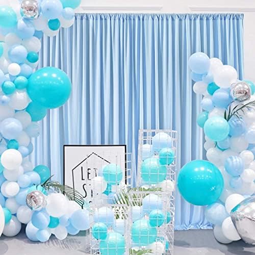 10x10 Cortina de cenário azul bebê para festas de chá de bebê rugas free cortinas azuis claros decoração