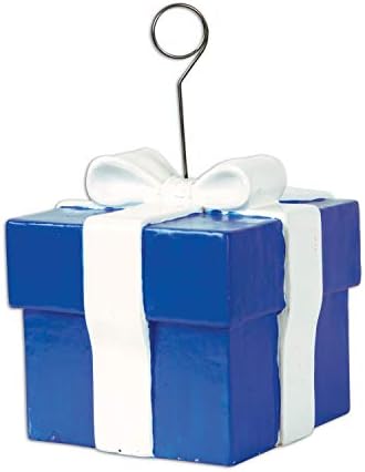 Blue Gift Box Photo/Balloon Holder Party Acessório