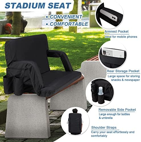 AvaCahom Dobring Stadium Seats-21/25 polegadas de largura Bleacher Asseds Cadeiras com suporte para trás