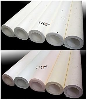 Papel de amoreira tradicional coreano Hanji Roll várias cores e manchas Textura de fibras brancas 40,9 x 629.9