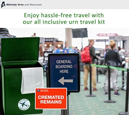 TSA aprovou o kit de urna de cremação de viagens e viagens temporárias para cinzas humanas - companhia aérea e compatível com o correio - 200 polegadas cúbicas - Capacidade - Urna de plástico verde pronto para a companhia aérea com caixa de correspondência incluída