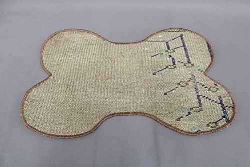 Sarikaya travesseiro exclusivo presente para animais de estimação, almofada Kilim, almofada artesanal, tapete de estimação de tapete vintage, tapete bege de 14 x20, tigela de gato, suprimentos para animais de estimação, tapete personalizado, 96
