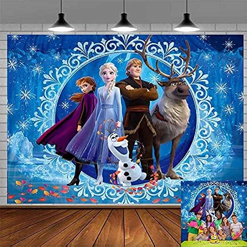 Cenário congelado para a festa de aniversário de meninas Elsa fotografia de fundo decoração de parede suprimentos para crianças 7 x 5ft