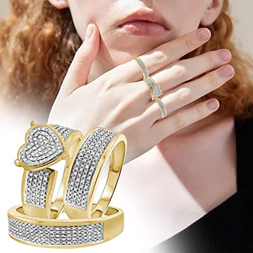 2023 Novas damas brilhantes diamante completo diamante duplo conjunto de anel de anel de promessa