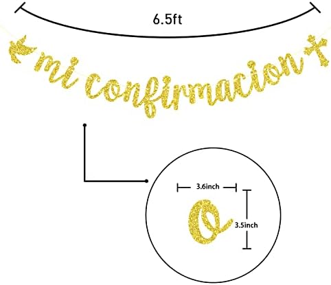 Gold Glitter Mi Confirmación Banner - Decorações de Confirmação Sagrada - Casamento, Chuveiro de Noiva, Deus