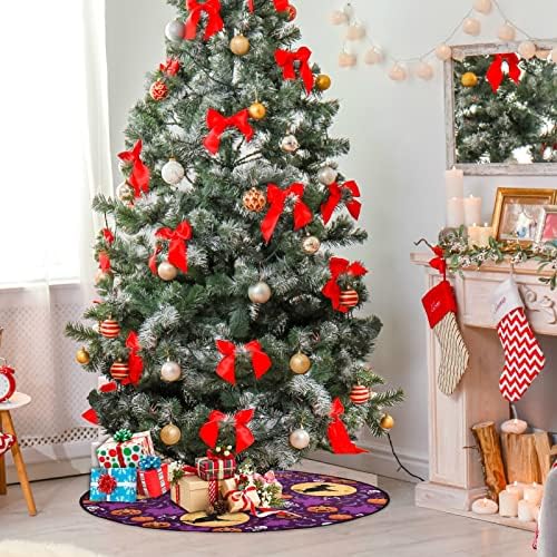 Visesunny Christmas Tree Mat Halloween com abóbora Ghost Tree Stand Protector de piso absorvente
