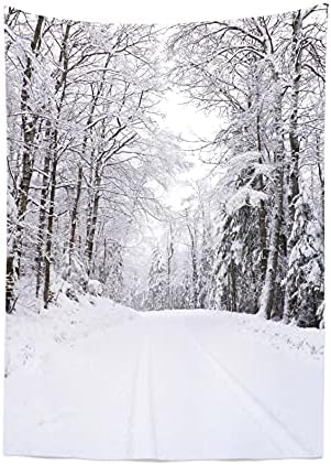 Corfoto Fabric 6x9ft Winter Backdrop Theme Photography IceWorld Snowfield Fir Jungle Road Blue Nature Background para o Christmas Bridal Chuveiro Retrato de Casamento Photoshoot Office Tapestry