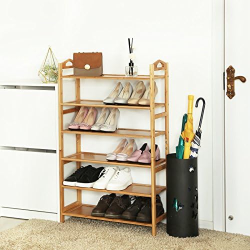 Songmics Bamboo Entryway Shoe Shelf Storage Organizer, ideal para o jardim do banheiro do corredor,