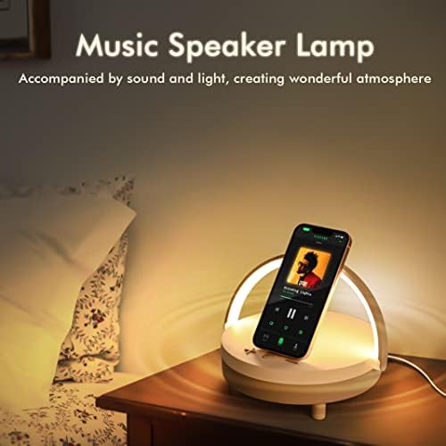 Lâmpadas de mesa leves da noite LED, Lâmpada de música Carregador sem fio Bluetooth Lâmpada de toque de