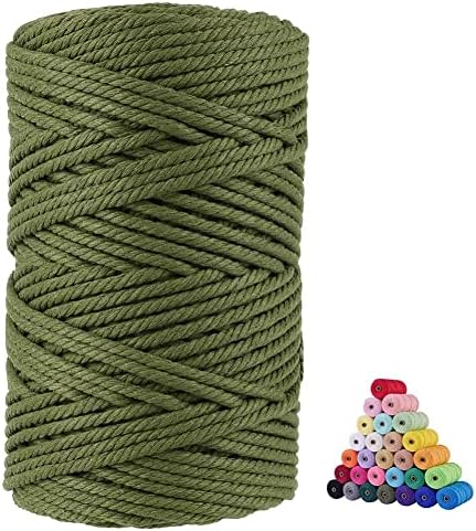 Cabo de macram de algodão natural, 5 mm x110 jardas cabos macramas de corda de corda de corda de algodão colorida para artesanato de bricolage cabides de planta de tricô de natal