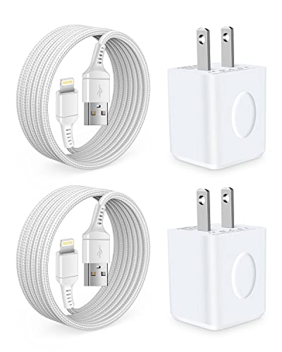 Kits de carregador de maçã para iPhone 14 Pro Max 14Pro 14 Plus 13Pro 13 12 11 SE 10 XR X XS 8 7 6 6S Plus, Bloco de carregador USB duplo com cabo USB para Lightning, adaptador de plugue de parede de deslocamento 2.1amp+cabo de iluminação USB