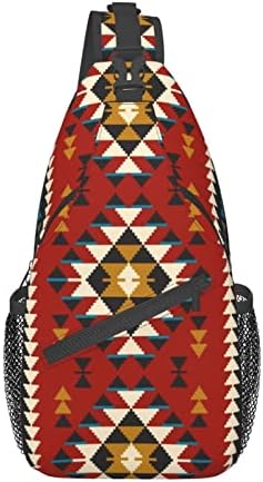 Mochila nativa do sudoeste da Indian American Indian Aztec Sling Backpack, Padrão Geométrico