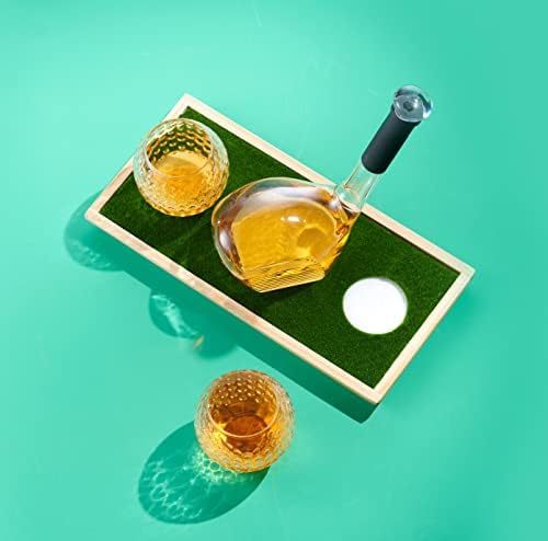 Decanter de uísque de Godinger, decantador de bebidas alcoólicas de taco de golfe e óculos de uísque