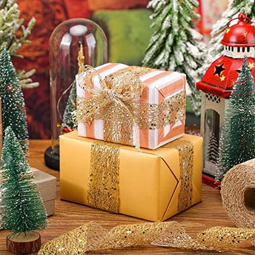 10 polegadas x 60 pés de largura Glitter Mesh Ribbon embrulhando artesanato diy presente fita de Natal fita de fita de metal para criar decorações de árvore de natal grinaldas guirlanda