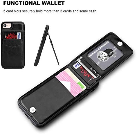 Kihuwey iPhone 7 iPhone 8 iPhone SE 2020 Case Cartlet com titular de cartão de crédito, Coloque magnético de couro premium Cover de proteção para serviço pesado para iPhone 7/8/se 4,7 polegadas