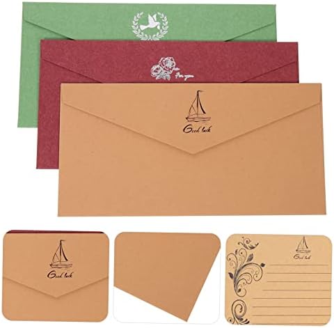 Zerodeko 12 sets envelopes de estampagem vintage envelopes marrom envelopes letra estacionária envelopes envelopes