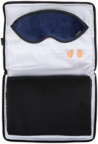 Lewis N. Clark Ultimate Conjunto de conforto + kit de viagem portátil para avião, inclui travesseiro inflável + estojo de transporte com zíper, cobertor de lã aconchegante, máscara ocular para dormir e espuma de tampões, marinha