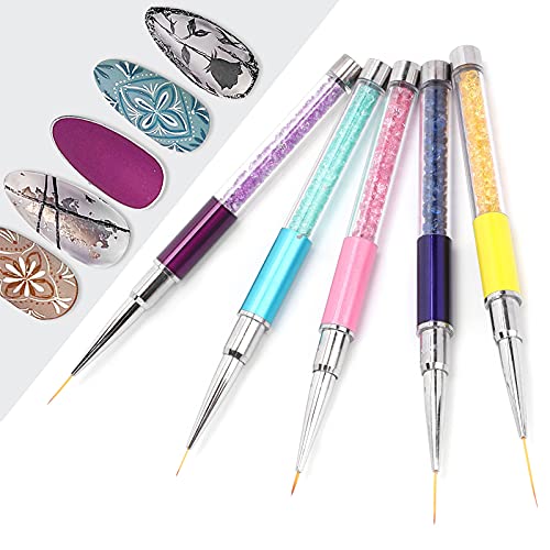 5 PCS Brushes de revestimento de arte da unha, unhas de caneta de caneta de caneta de caneta de caneta unha pintagem de pintura de pintura, 7/9/11/15/20 mm