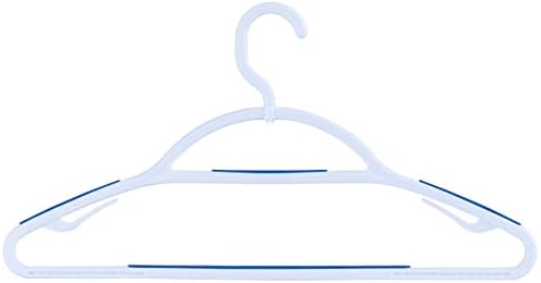 Pindestantes cabides de roupas que não deslizam, 5 pacote, pescoço giratório, branco e azul, plástico durável