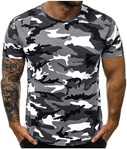 Camisetas masculinas Casual Round Round Round Tight Sexy Camouflage Short Sleeve Top Sports Camisetas de camisetas