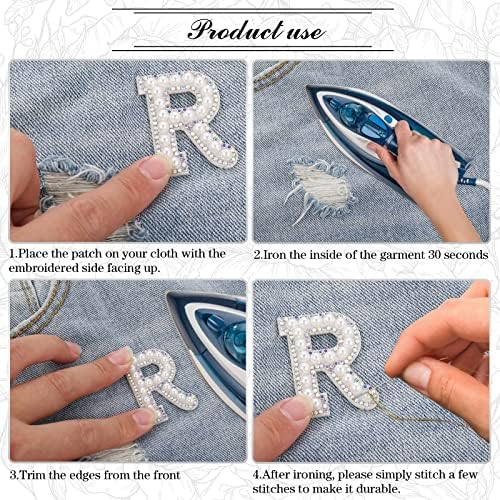 20pcs Rhinestone Ferren on Patches Bride Rhinestone Pearl Stick On Letters Patches Bling Fabric Letras