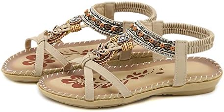 Sandálias GUFESF para mulheres de verão casual, sapatos de moda Bohemia chinelos com arco de