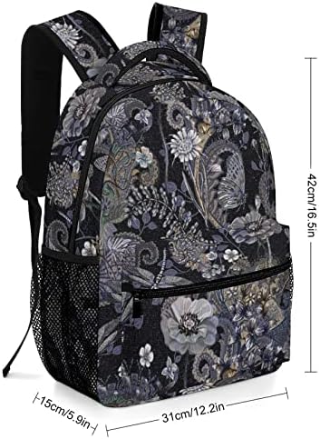 Color Flores vintage Backpack de grande capacidade Funny Printed Graphic 16in para viagens escolares