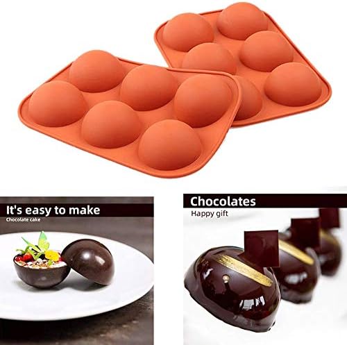 Molde de silicone para fazer chocolate, moldes de silicone Jinglongyuan 2 PCs, 6 orifícios Baking Mold para fazer