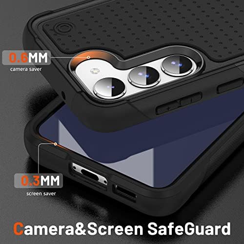 Pulsen para a caixa Samsung Galaxy S23 com protetor de tela+2 pacotes de protetor da lente da câmera, [grau militar] [textura não deslizante] [anti-Fingerprints] Pesado à prova de choques de choques preto à prova de choque preto preto
