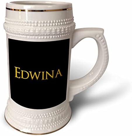 3drose Edwina, nome feminino comum na América. Amarelo no Preto Preto. - 22 onças de caneca