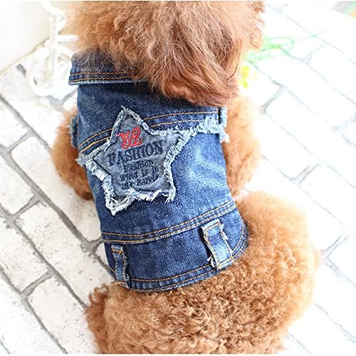 Jaqueta jeans de cachorro tikwek para cães pequenos menina, filhote de cachorro casaco de casaco de cachorro