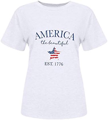4 de julho camisetas para mulheres de manga curta V camisetas de pescoço American Flag Stripes tie-dye