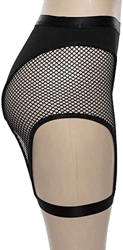 Nihsatin feminina elástica fishnet shorts de cintura alta vê através de roupas curtas de roupas de clube