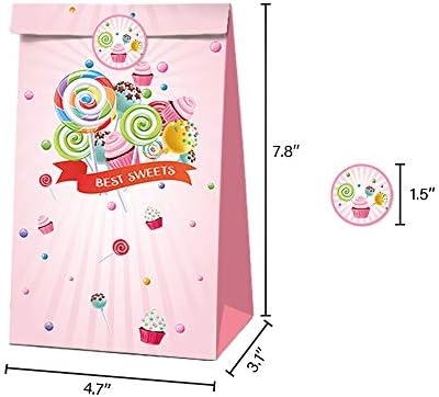 Sacos de favor do Partido Candyland 12 Pacote - Lollipop Papel Sacos de Presente, Gulos