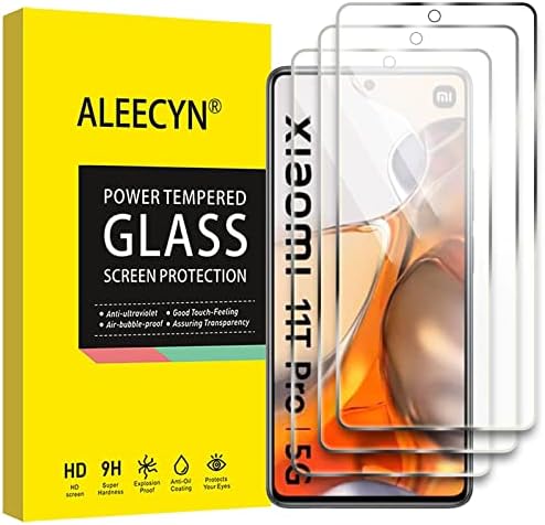 Protetor de tela de pacote Aleecyn 3 para Xiaomi 11t Pro, [HD] [Sensibilidade ao toque de alta toque] [9H Draidade]